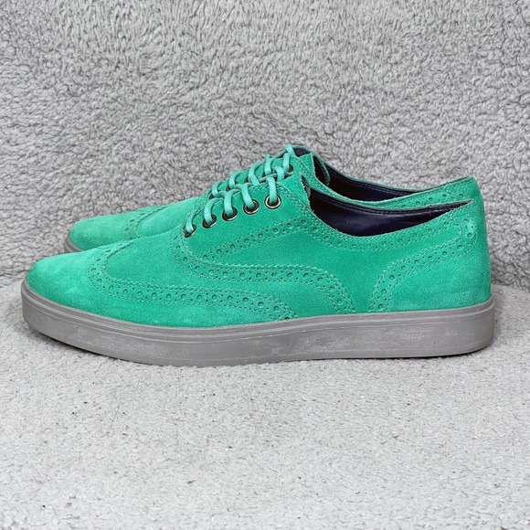 Cole Haan Bergen Mens Size 8.5 Wingtip Oxfords Shoes Green Mint Leaf Suede main image 5
